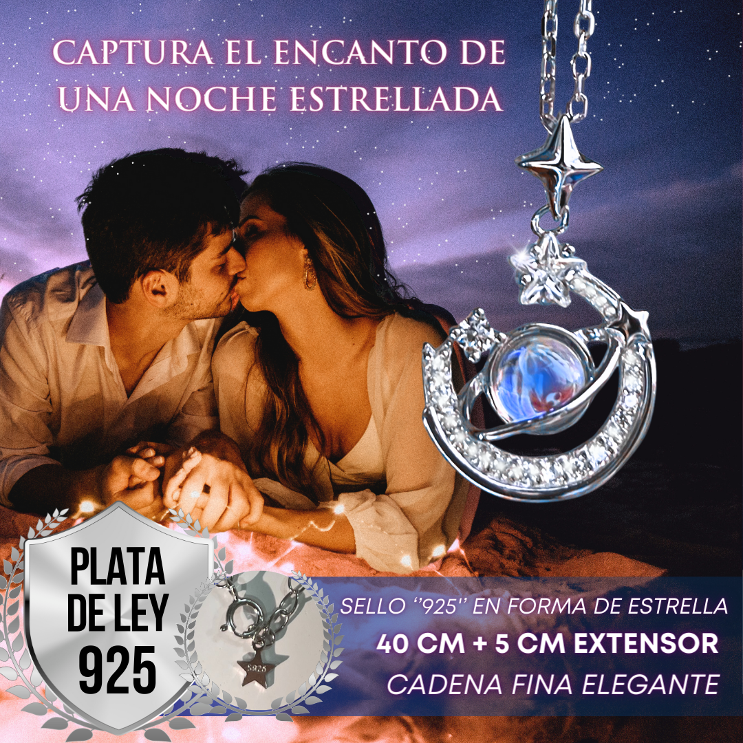 Colgante Plata de Ley 925 Luna con Piedra Ópalo Incrustada y Bote Deseos
