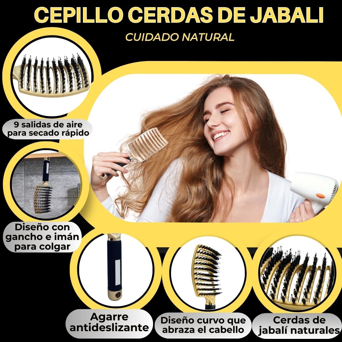 KS LUX - SET CEPILLO DE CERDAS DE JABALÍ