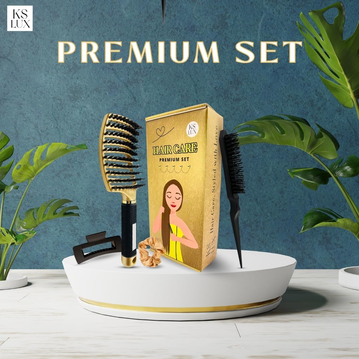 KS LUX - SET CEPILLO DE CERDAS DE JABALÍ