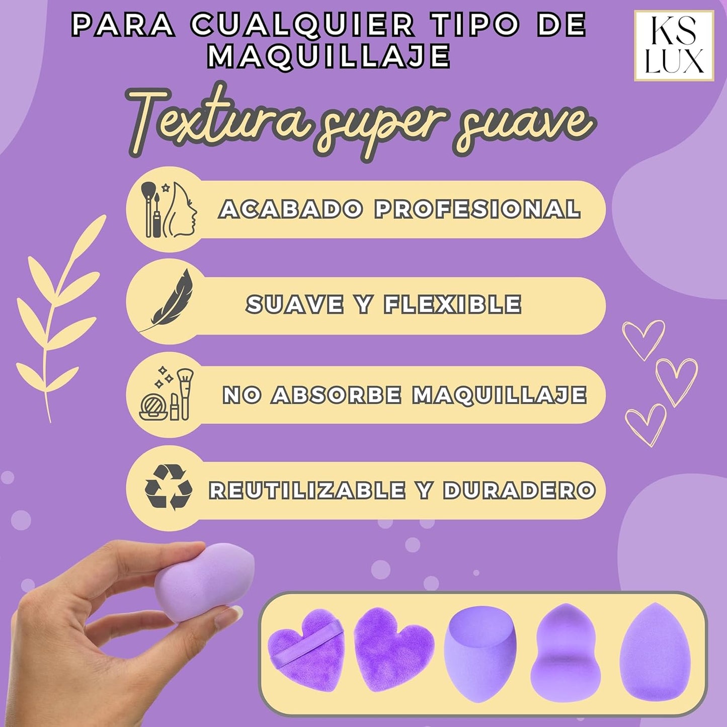 KS LUX - SET DE ESPONJAS DE MAQUILLAJE